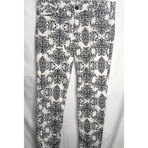 Kut from the Kloth Womens Sz 12 Black White Brigitte Ankle Skinny Pattern Jeans